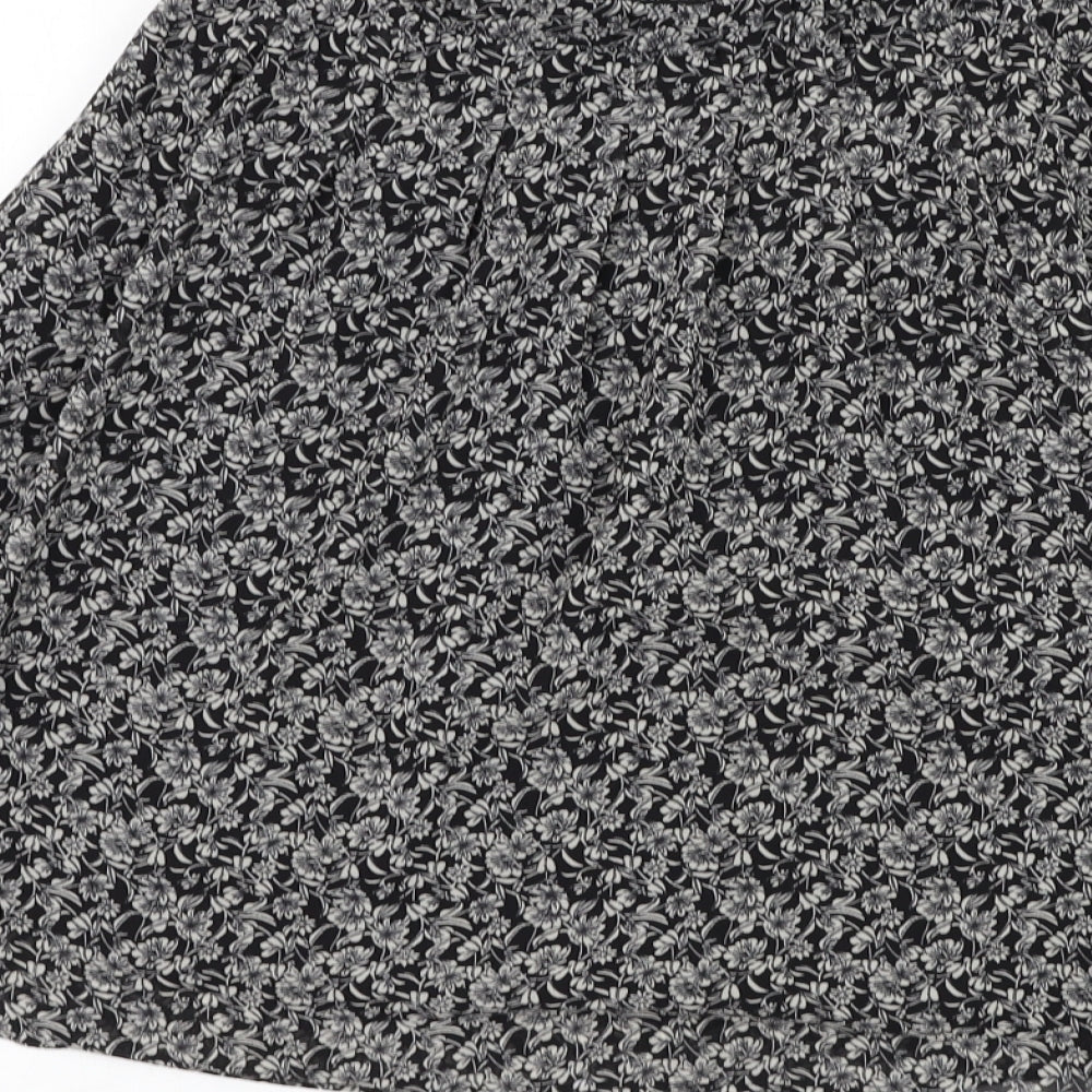 H&M Womens Black Floral Polyester Flare Skirt Size S