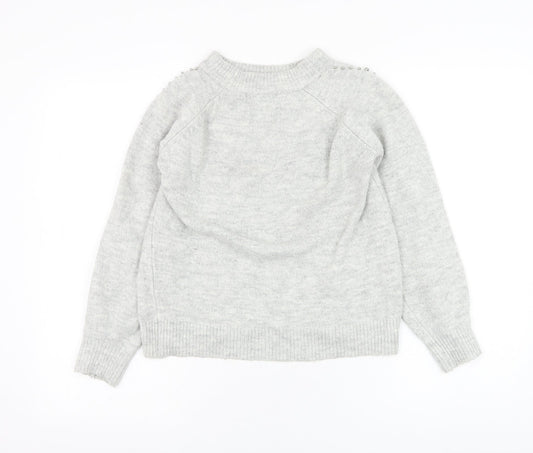 George Womens Grey Round Neck Acrylic Pullover Jumper Size XS
