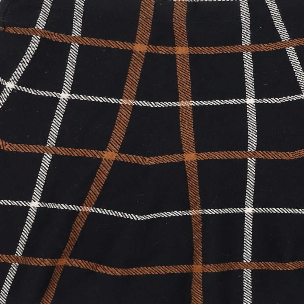 Oasis Womens Black Check Cotton Skater Skirt Size M