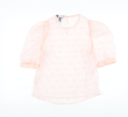 Womens UK Size 8 New Look Pink Basic Blouse