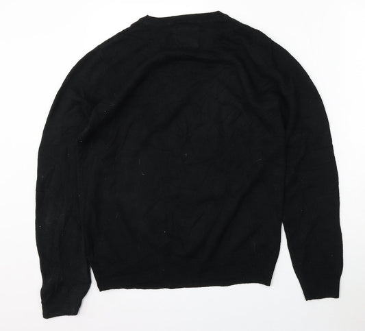 Debenhams Mens Black Round Neck Acrylic Pullover Jumper Size M
