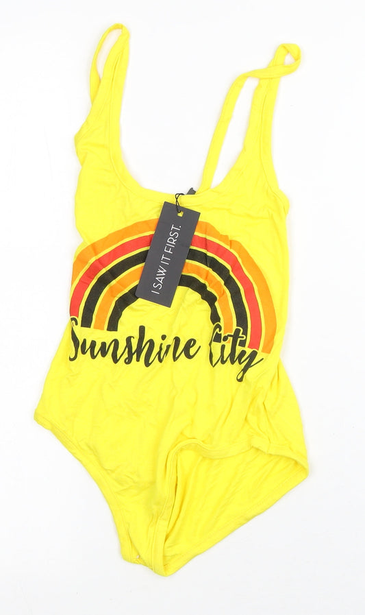 Womens UK Size 8 I SAW IT FIRST One-Piece Yellow Bodysuit