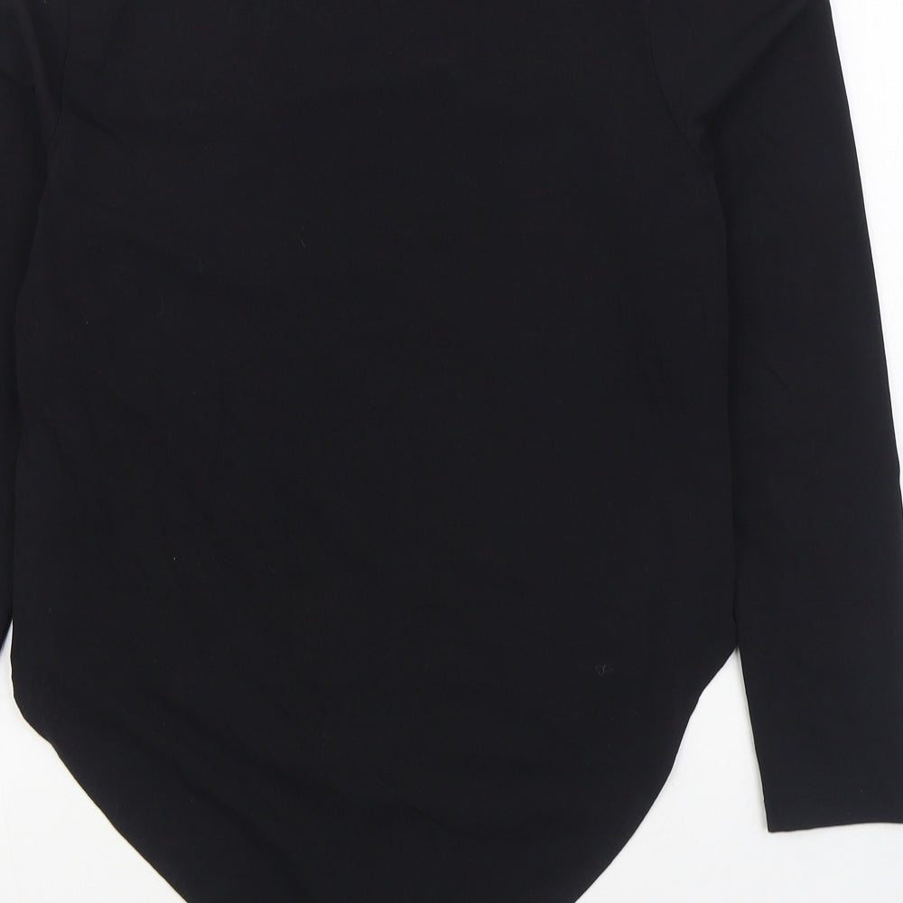 New Look Womens Black Cotton Bodysuit One-Piece Size 16 Button