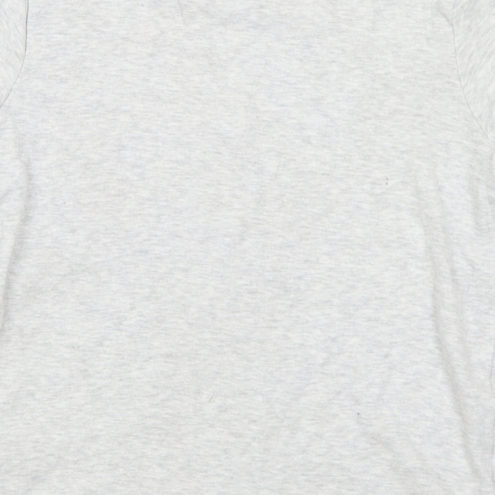 Marks and Spencer Girls Grey Cotton Basic T-Shirt Size 7-8 Years Round Neck - Malibu
