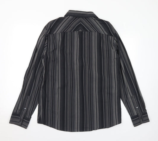 Mens UK Size M Marks and Spencer Black Button-Up Long Sleeve Casual Shirt