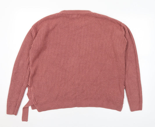 New Look Mens Pink Round Neck Acrylic Pullover Jumper Size M