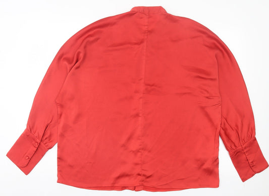 Womens UK Size L Mango Red Basic Blouse