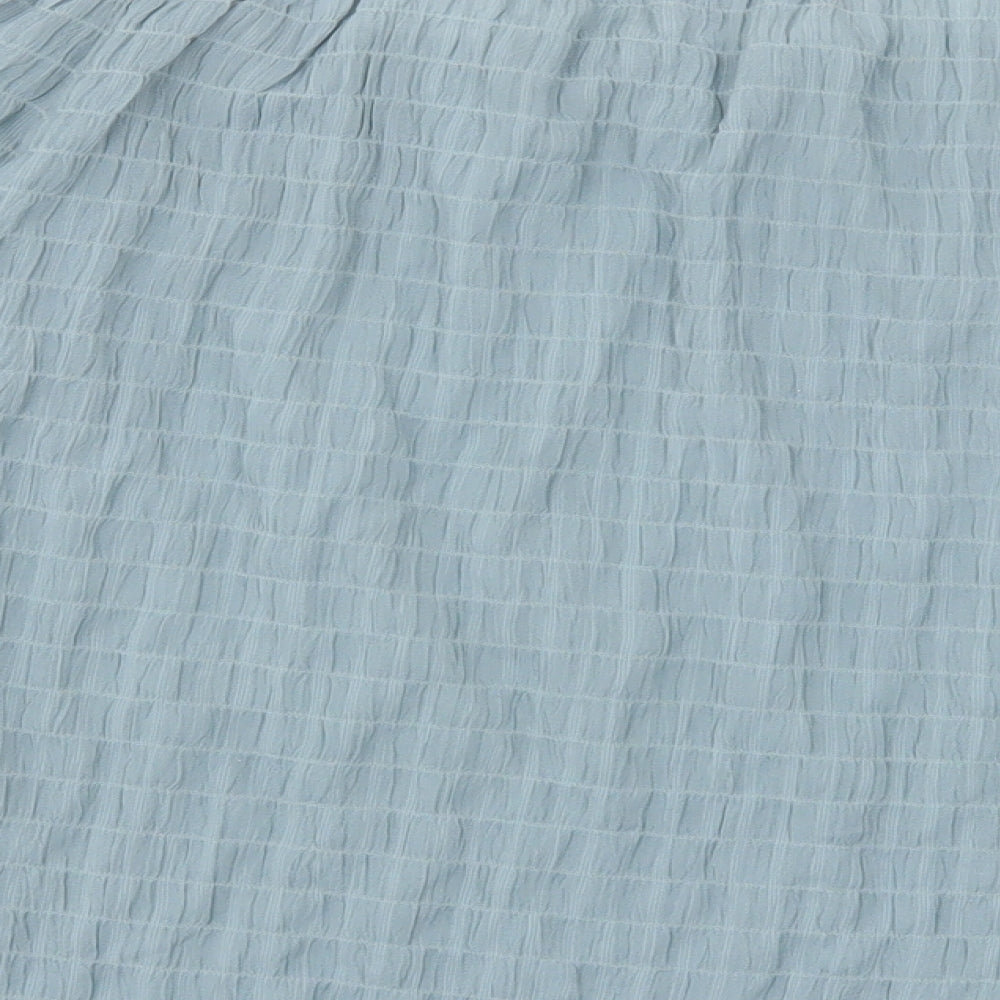 Boohoo Womens Blue Polyester Basic Blouse Size 14 Boat Neck