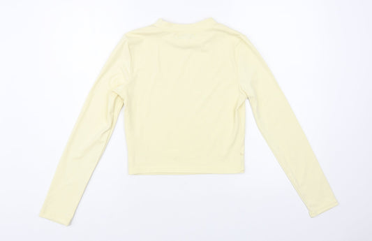 SheIn Womens Beige Polyester Cropped Blouse Size S Mock Neck - Angel