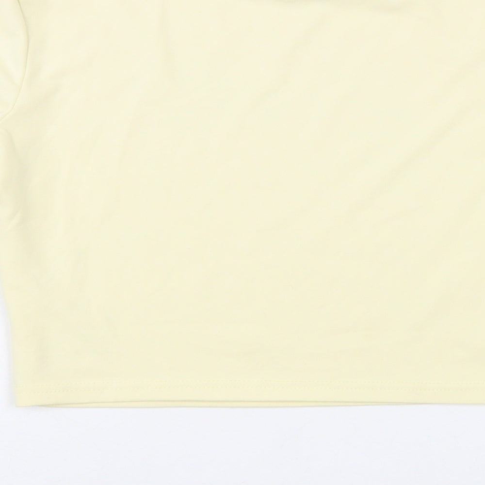 SheIn Womens Beige Polyester Cropped Blouse Size S Mock Neck - Angel