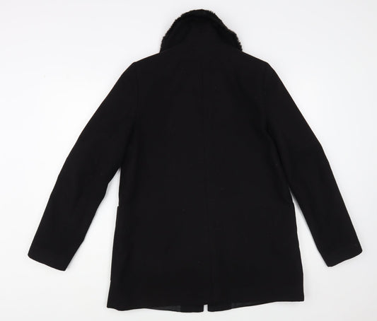 Primark Womens Black Biker Coat Size 8 Zip