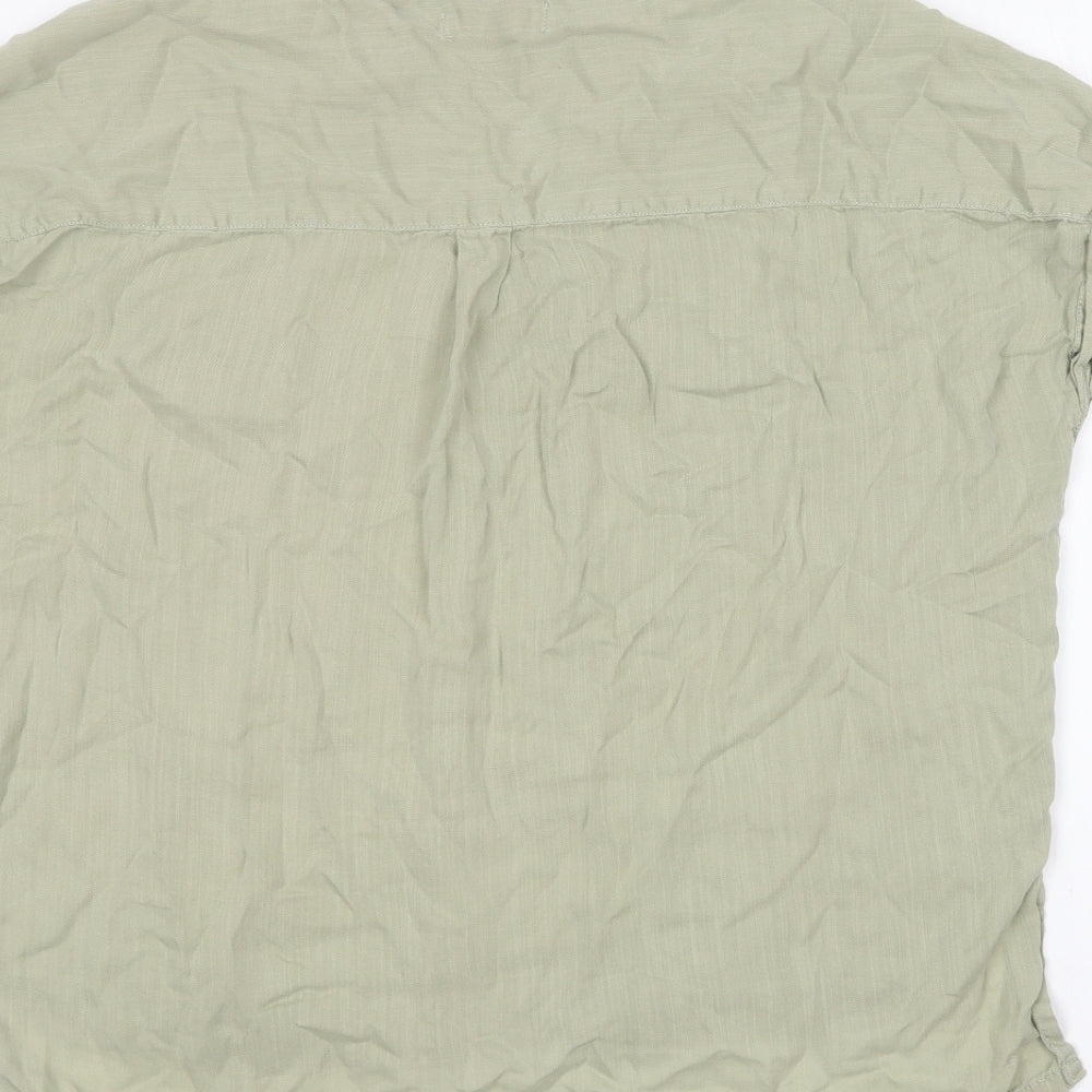 F&F Womens Green Lyocell Basic Blouse Size 8 V-Neck