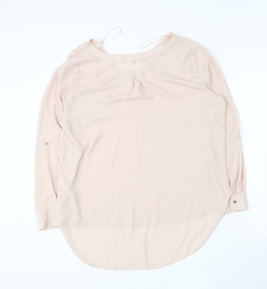 Papaya Womens Beige Polyester Basic Blouse Size 16 V-Neck