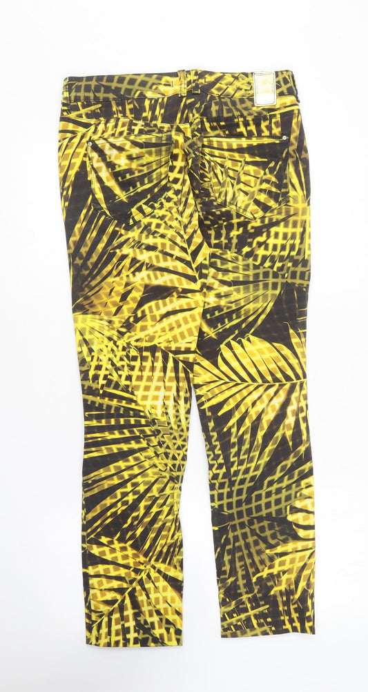 Atelier Gardeur Womens Yellow Cotton Trousers Size 8 L28 in Regular