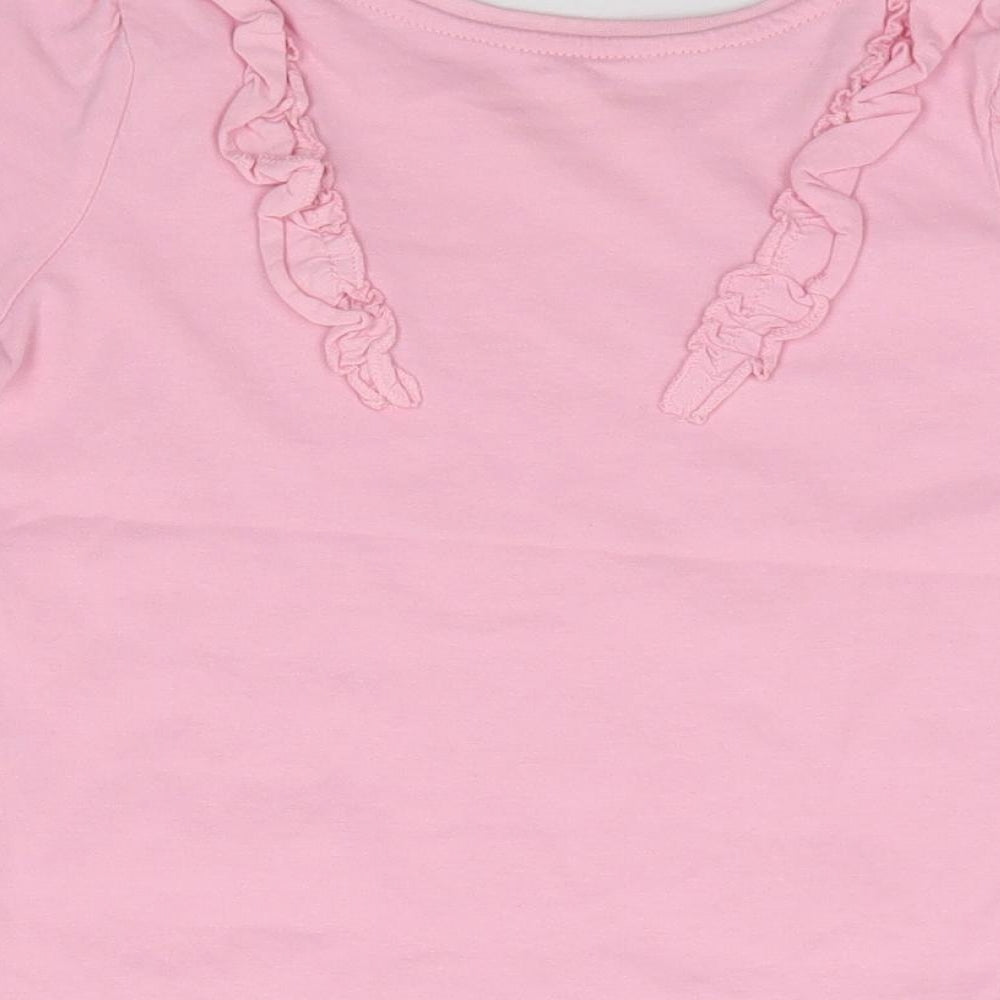 Primark Girls Pink 100% Cotton Jersey T-Shirt Size 4-5 Years Crew Neck Pullover