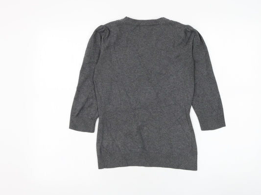 Gap Womens Grey Round Neck Cotton Pullover Jumper Size XS