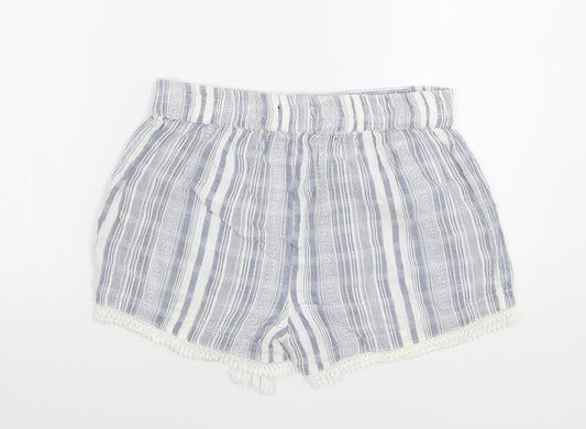 Atmosphere Womens Blue Striped Cotton Hot Pants Shorts Size 12 L4 in Regular