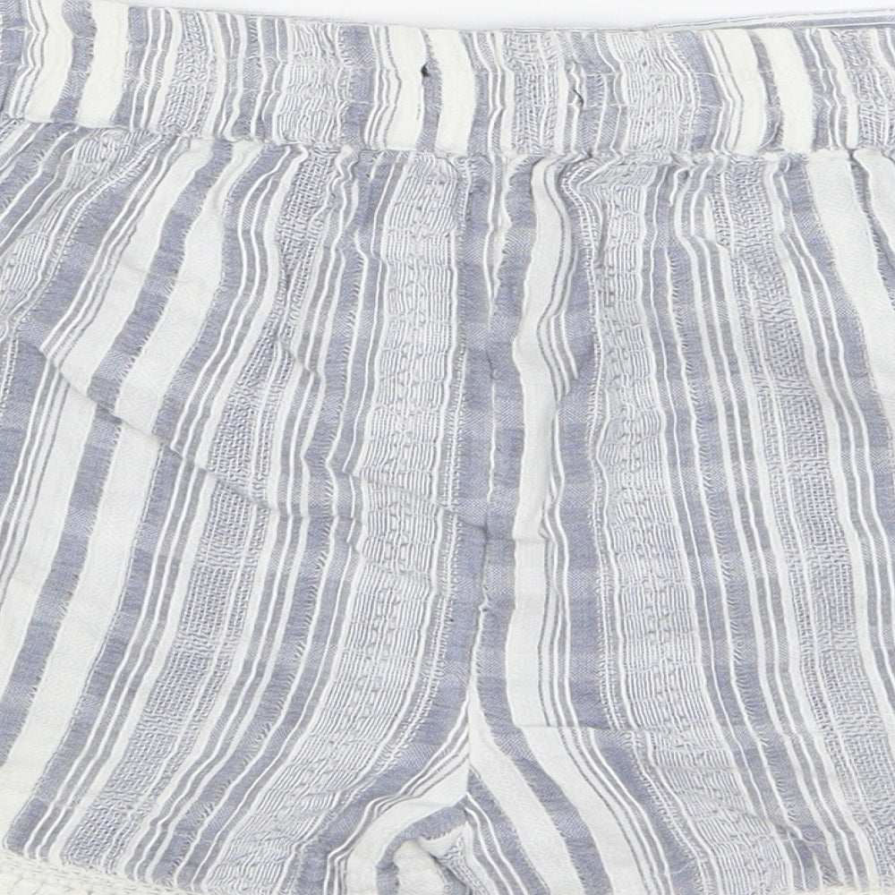 Atmosphere Womens Blue Striped Cotton Hot Pants Shorts Size 12 L4 in Regular