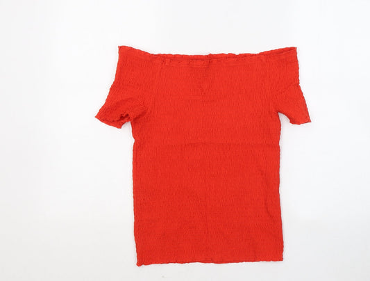 Papaya Womens Orange Cotton Basic T-Shirt Size 14 Round Neck