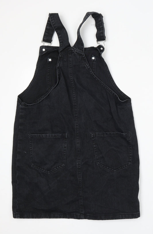 New Look Womens Black Cotton Dungaree One-Piece Size 8
