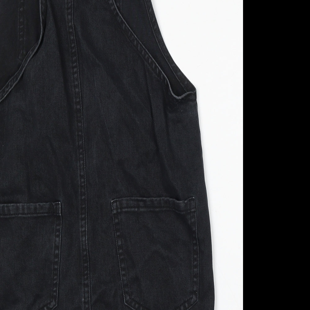 New Look Womens Black Cotton Dungaree One-Piece Size 8