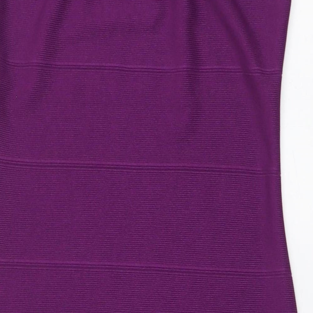 Boohoo Womens Purple Viscose A-Line Size 10 Square Neck