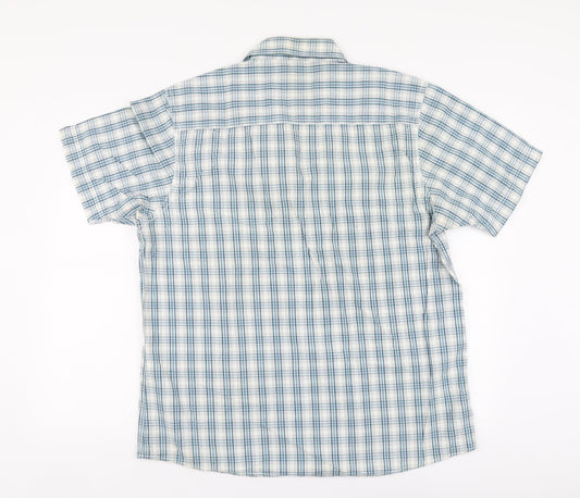Mens UK Size XL Boston Crew Blue Button-Up Short Sleeve Casual Shirt