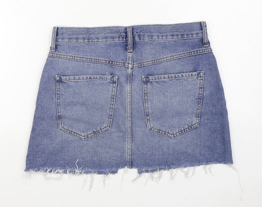 FOREVER 21 Womens Blue Cotton A-Line Skirt Size 28 in Button