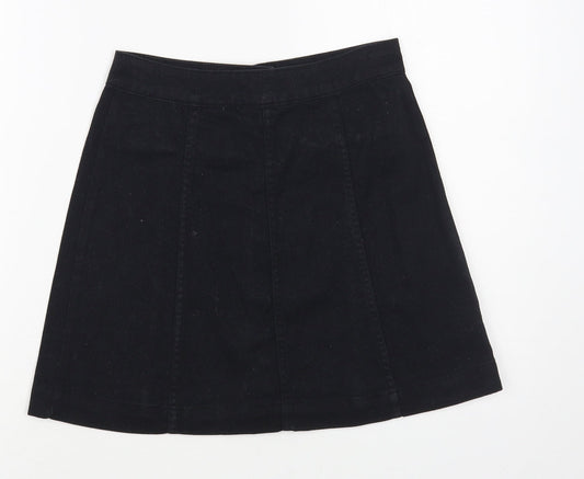 H&M Womens Black Cotton Mini Skirt Size 6 Button