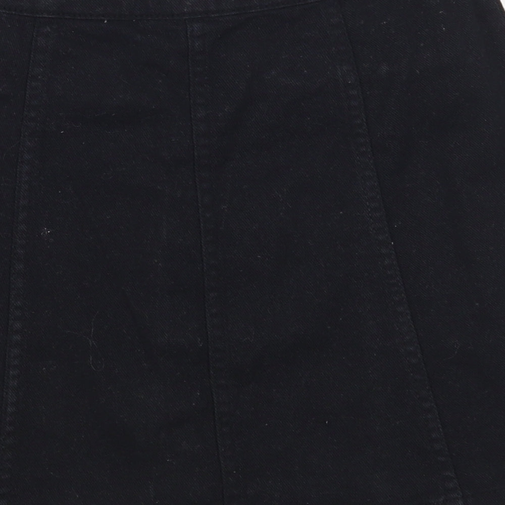 H&M Womens Black Cotton Mini Skirt Size 6 Button