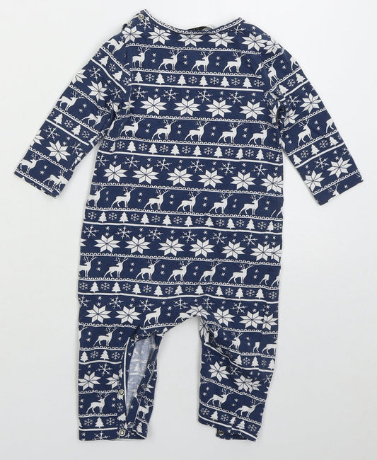 In the Style Baby Blue Geometric Cotton Cami One Piece Size 9-12 Months Button - Christmas Prints