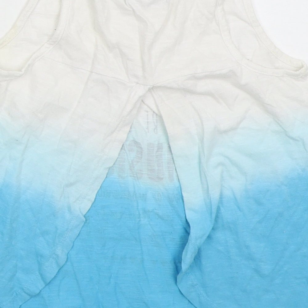 BLue Seven Girls Blue Cotton Basic Tank Size 10 Years Round Neck Pullover - Music