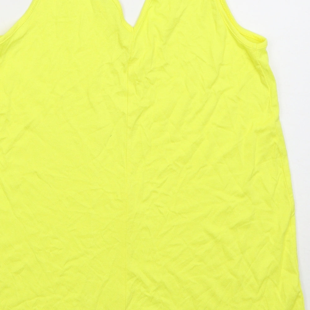 George Womens Yellow Viscose Basic Tank Size 8 V-Neck