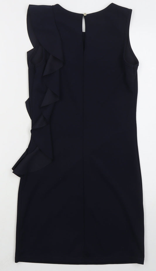 Boohoo Womens Blue Polyester Bodycon Size 10 Round Neck Pullover