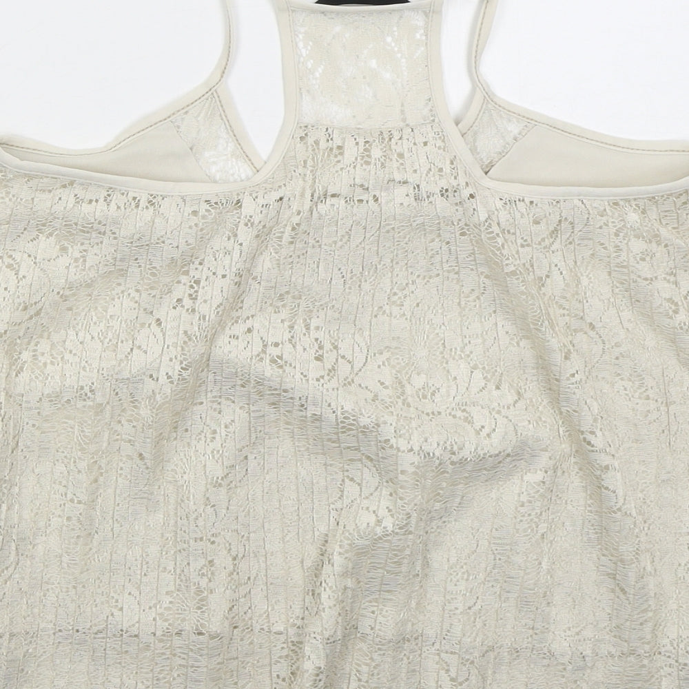 Womens UK Size 10 New Look Beige Basic Tank