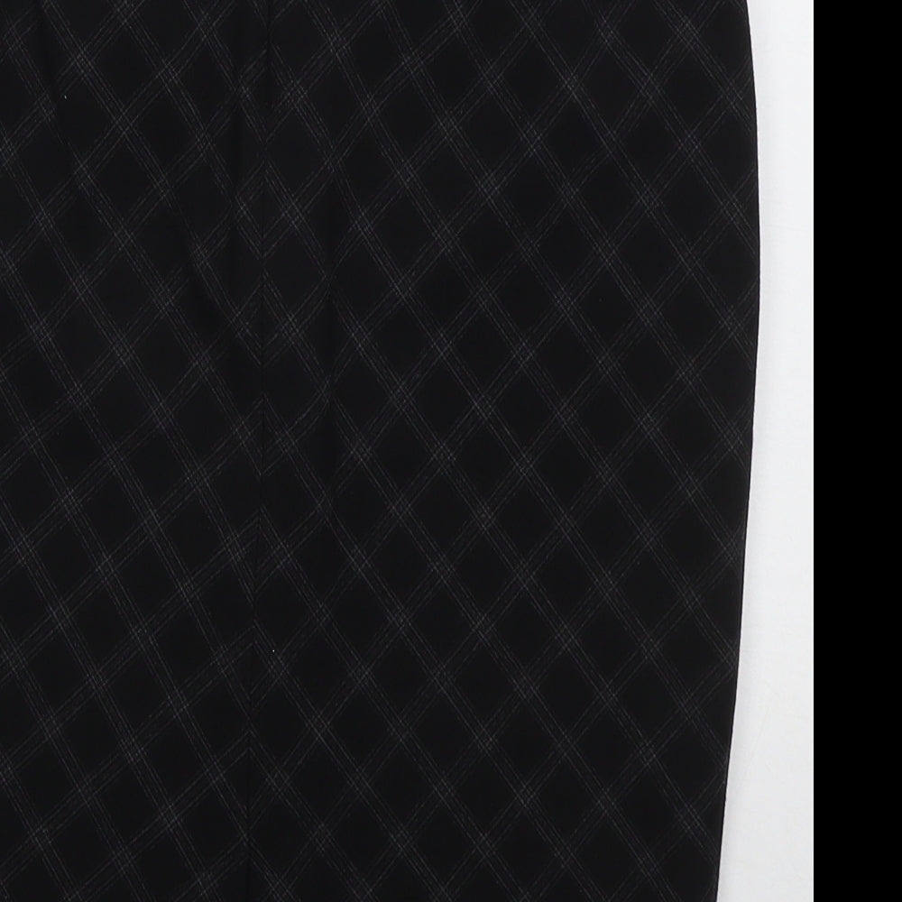 Marks and Spencer Womens Black Check Polyester Straight & Pencil Skirt Size 10 Zip