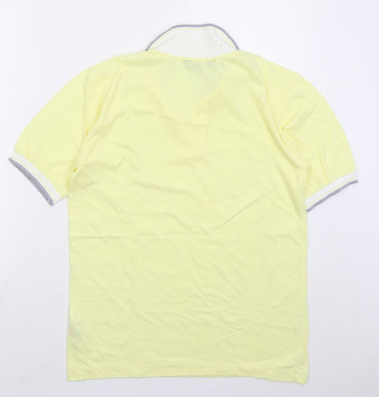 St Bernard Mens Yellow Polyester Polo Size M Collared Pullover