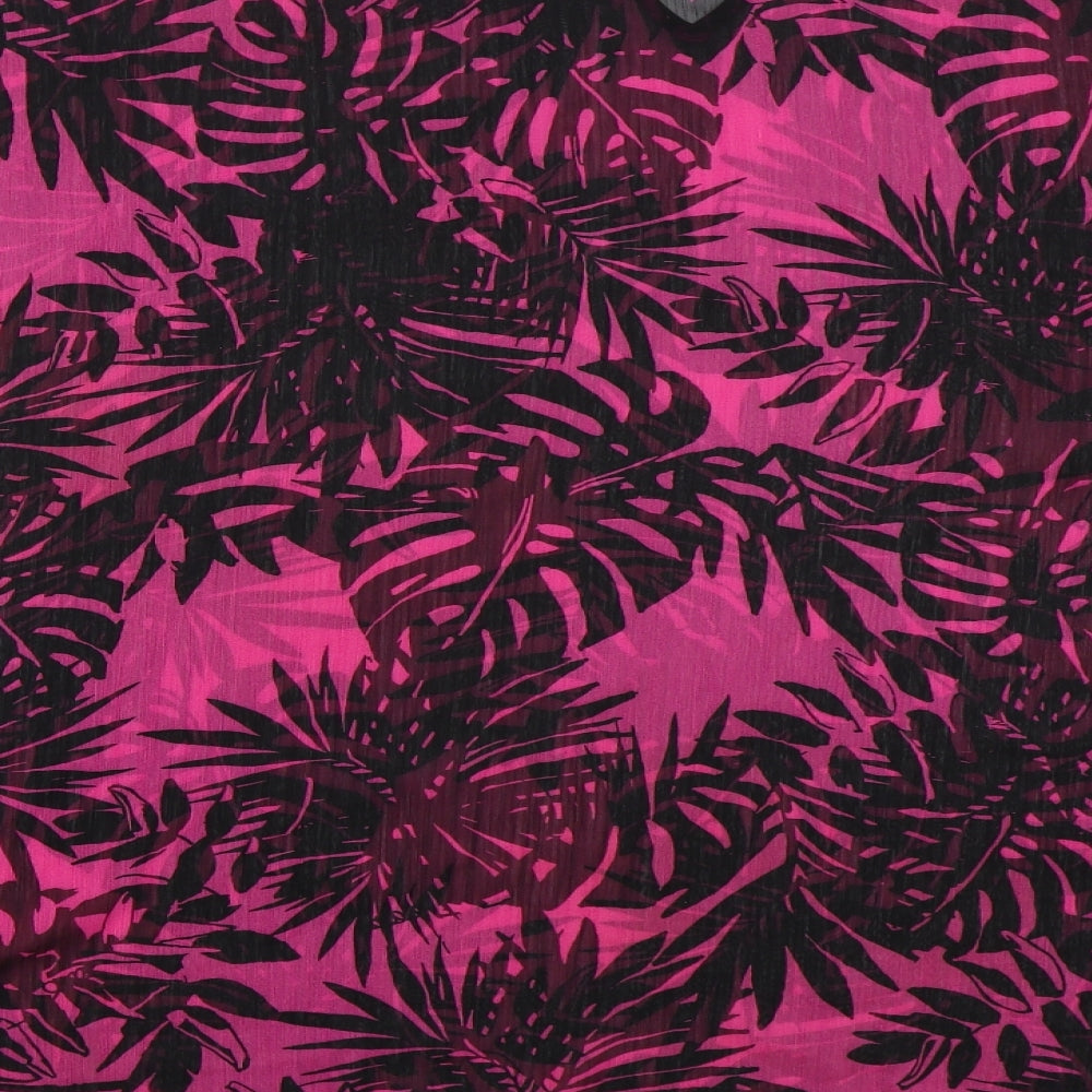 George Womens Pink Floral Polyester T-Shirt Dress Size S V-Neck Pullover - Beach Cover Up