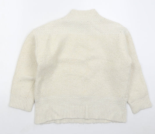 F&F Womens Beige Mock Neck Acrylic Pullover Jumper Size L