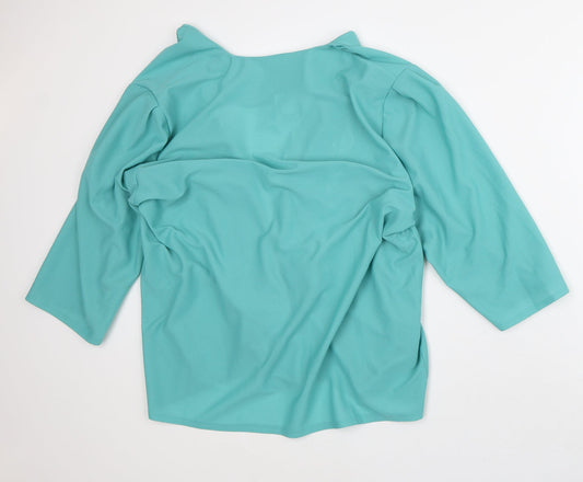 Classics Womens Green Round Neck Floral Polyester Cardigan Jumper Size 22