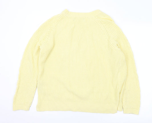 b.young Womens Yellow Round Neck Acrylic Pullover Jumper Size L