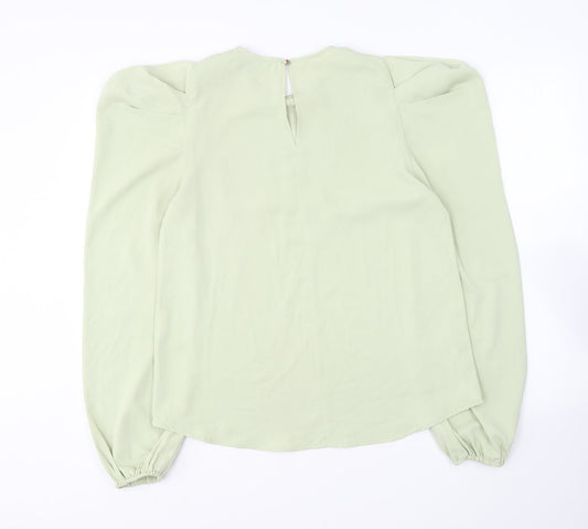 AX Paris Womens Green Polyester Basic Blouse Size 8 Round Neck