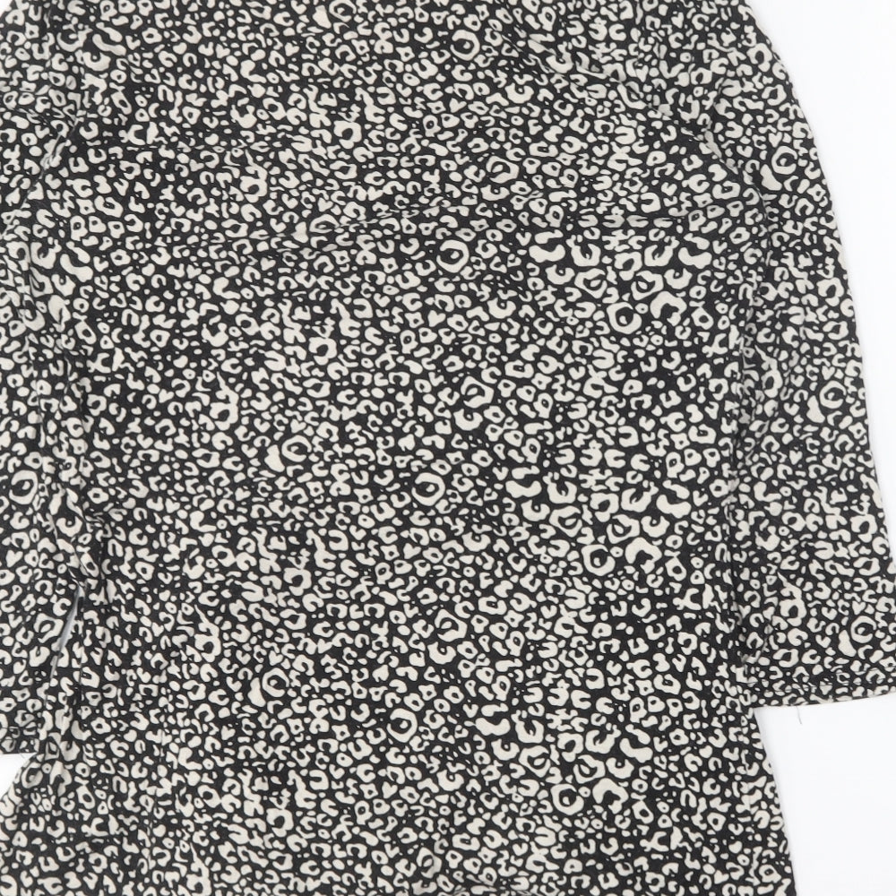 TU Womens Black Geometric Viscose Basic T-Shirt Size 12 Round Neck