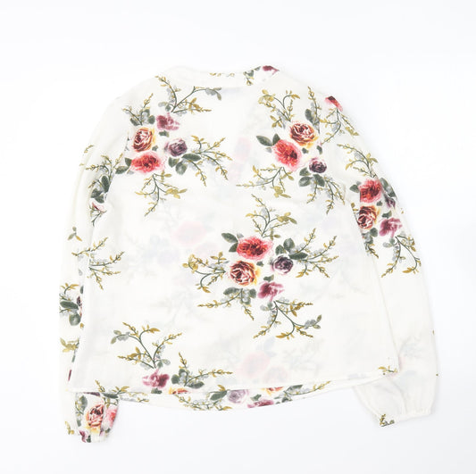 SheIn Womens Multicoloured Floral Polyester Basic Blouse Size S V-Neck