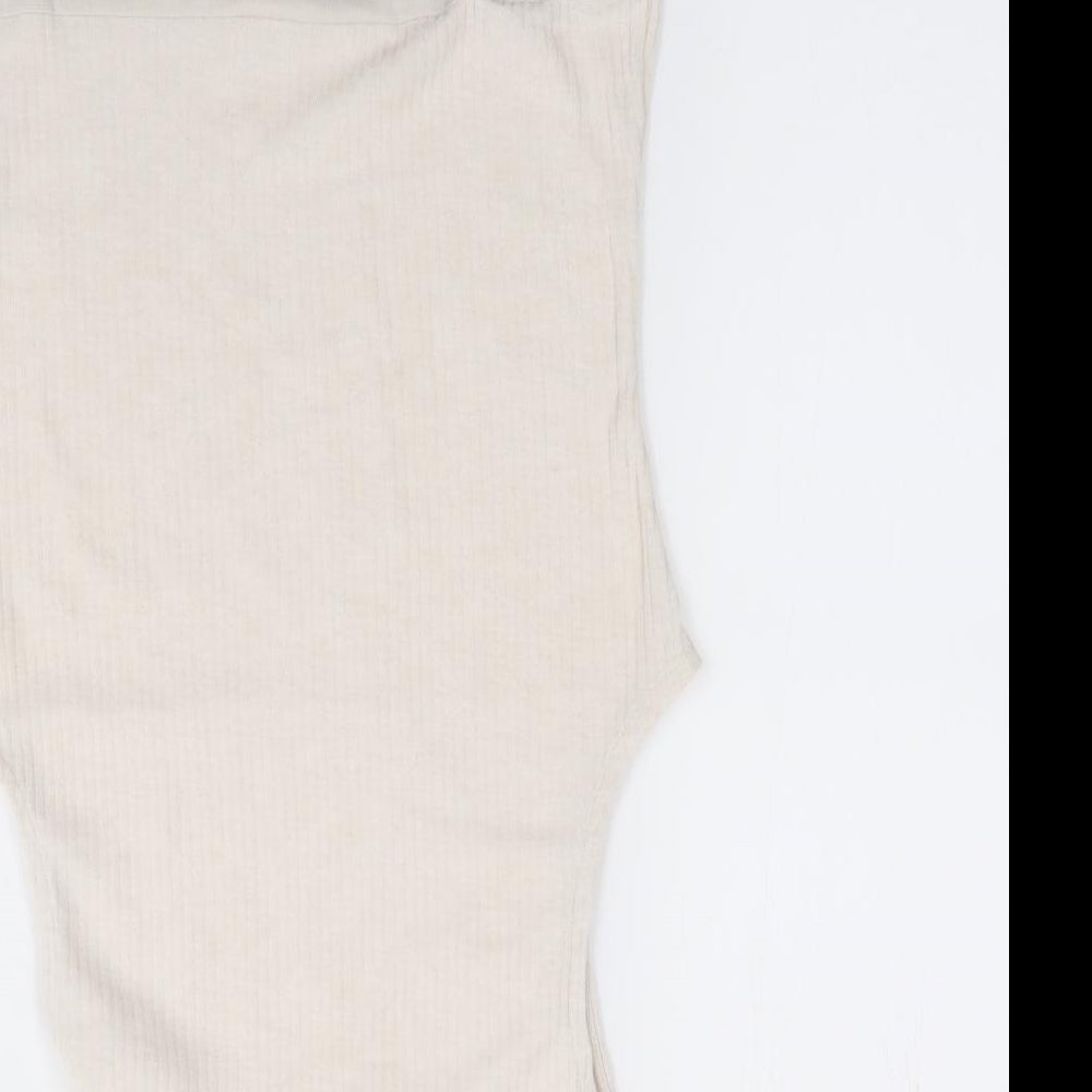 River Island Womens Beige Polyester Bodysuit One-Piece Size 10 Snap