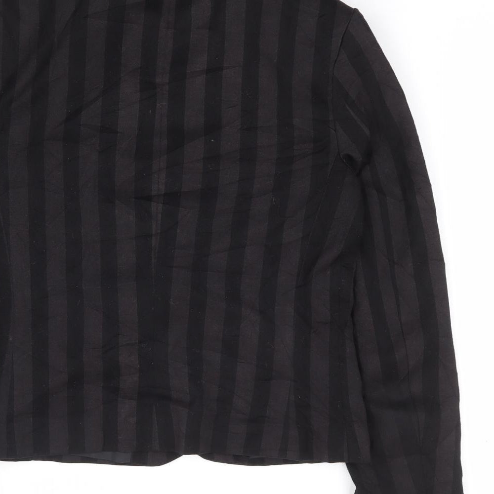 H&M Womens Black Striped Polyester Jacket Suit Jacket Size 6