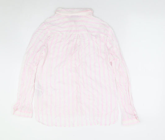 Only Womens Pink Striped Viscose Jersey Button-Up Size 12 Collared