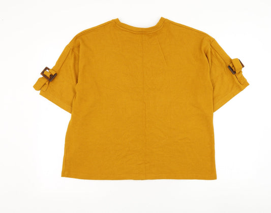 F&F Womens Yellow Round Neck Polyester Pullover Jumper Size 12