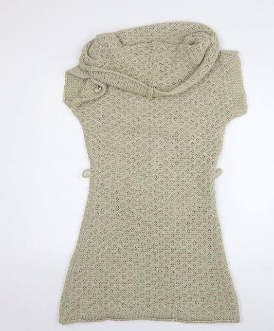 NEXT Womens Beige Acrylic Jumper Dress Size 10 Roll Neck
