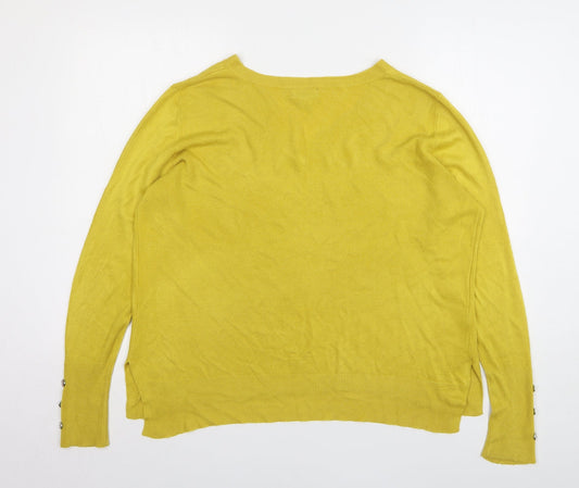 Primark Womens Yellow V-Neck Polyester Pullover Jumper Size 14